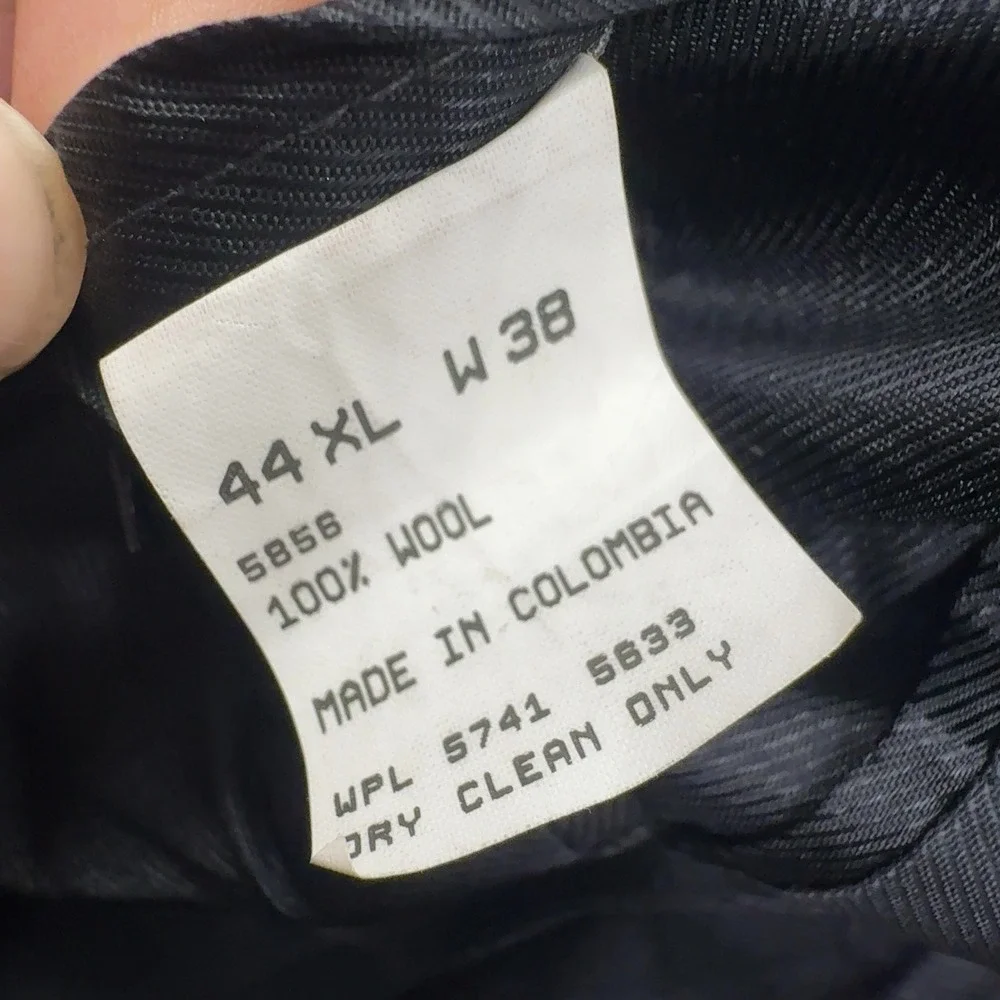 Oscar de la Renta Suit Jacket Mens 44 XL Black Wool Pinstripe 3 Button Classic